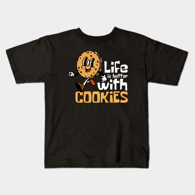 Life Is Better With Cookies Funny Mascot Kids T-Shirt by DesignArchitect